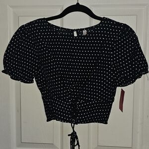 Xhilaration Black and White Polka Dot Blouse